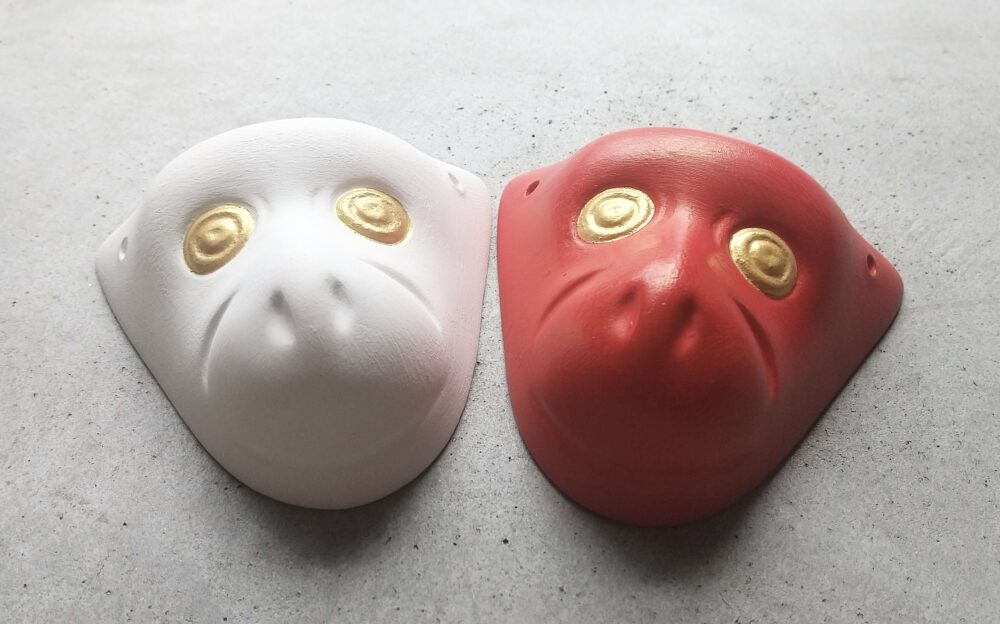 紅白の猿面 Red & White (Monkey mask)